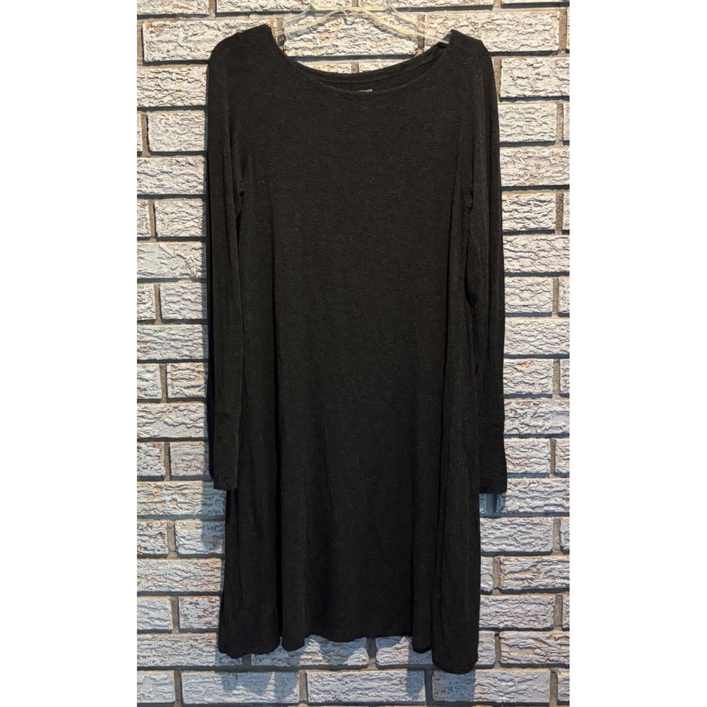 Eileen Fisher Gray Viscose Jersey Long Sleeve Tunic Dress with Thumbholes Size M